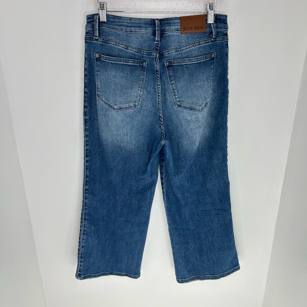 Judy Blue Wide Leg Crop Jeans Women’s 7/28 Medium Wash Braided Side 30x23.5 - Picture 8 of 14